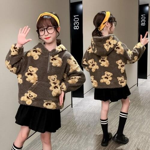 Cartoon Plush faux fur coat girls autumn and winter baby 2020 new Korean version loose fur coat Western style thickening