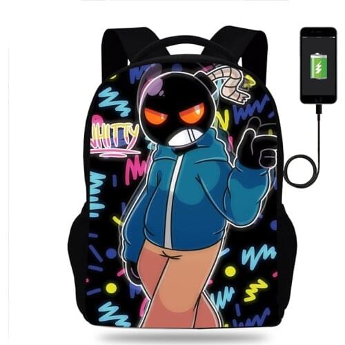 Anime Game Friday Night Funkin Backpack Boys Girls School Bag Book Bags Men Women Rucksack Teens USB Travel Knapsack Mochila
