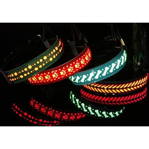 LED Pet Cat Dog Collar Leash Luminous Traction Rope Flashing Outdoor Walking At Night Is Safe and Convenient To Reflect Light