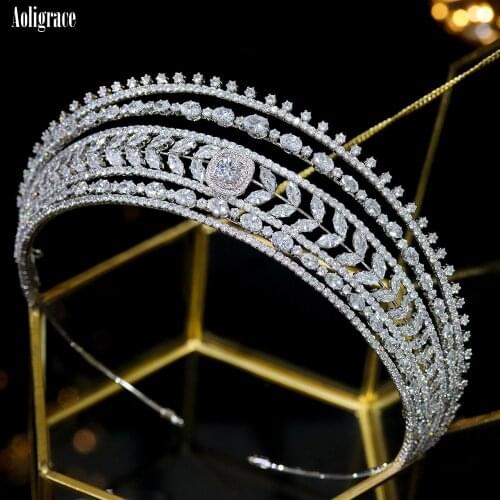 2021 New European CZ Wedding Bride Crowns Birthday Queen Headband Hairband Zirconia Bridal Headpiece Pageant Hair Accessories