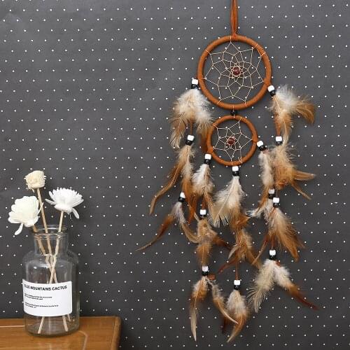 Vintage Home Decoration Retro Feather Dream Catcher Circular Feathers Wall Hanging Dreamcatchers Decor for Car