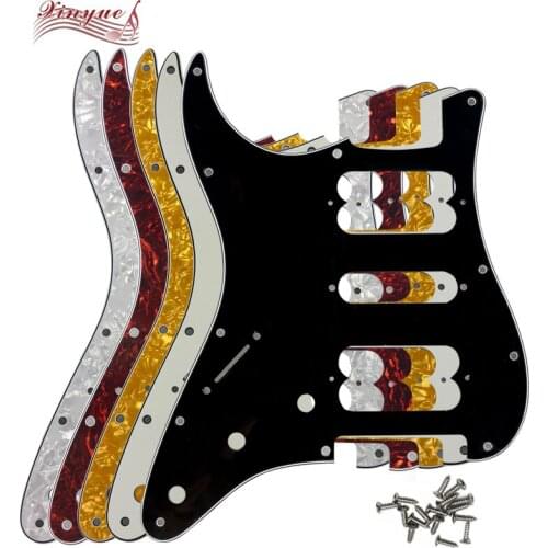 Pleroo Guitar Parts - For left handed FD US 11 Screw Hole Standard Start Player HSH Guitar pickguard Double pickup screw hole