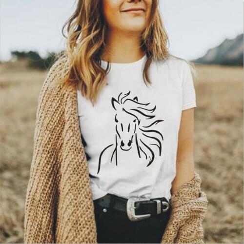 Funny animal pattern printing womens T-shirt summer black white pink short-sleeved tees casual Harajuku 0-neck T-shirts tops