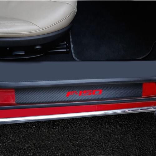 4PCs Carbon Fiber Pu leather Door Threshold Guard For Ford F150 F-150 Car Door Sill Scuff Plate Protector Car Accessories