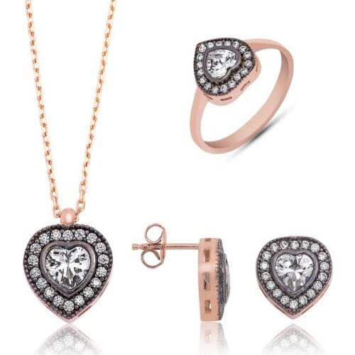 Silver Diamond Montür Heart Women 'S Set