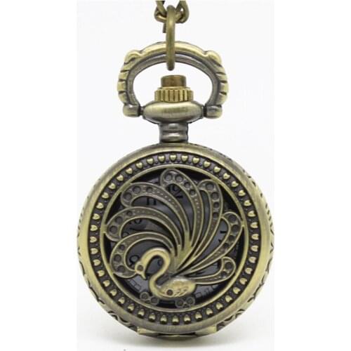 10pcs/lot Mini size SteamPunk heavy meta proud as a Peacock Pocket Watch Necklace pendant ,party gift