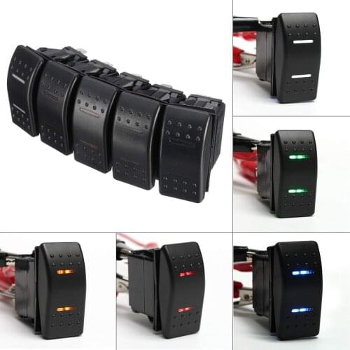 12v 24v LED Marine Switches 7 Pins DPDT ON-OFF-ON 2 Lights Rocker Switch RV Boat Universal