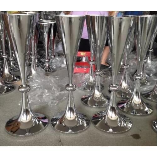 64cm Tall Silver Metal Wedding Flower Vase Table Decoration