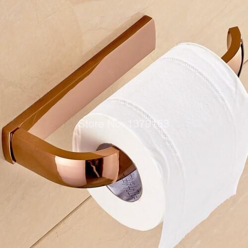 Bathroom Accessory Luxury Rose Golden Brass Wall Mounted Bath Hardware bathroom toilet tissue Paper roll holder aba872