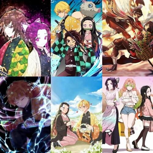 DIY 5D Diamond Painting Demon Slayer Kimetsu No Yaiba Cross Stitch Kits Full Embroidery Anime Mosaic Art Rhinestones Wall Decor