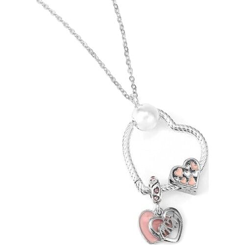 BAOPON Brands Simple Silver Color Heart Sparkling Zircon MOM Pendant Necklace for Women Mother Engagement Jewelry 2021 New