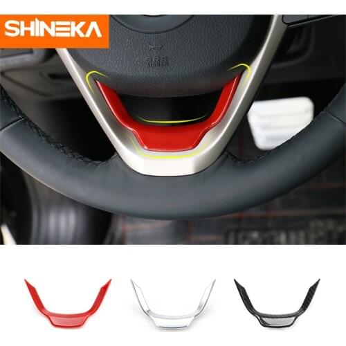 SHINEKA Car ABS Steering Wheel Decoration Trim Stickers for Jeep Cherokee /Grand Cherokee 2014-2016 Car Styling Accessories