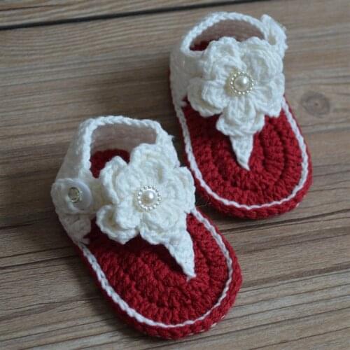 QYFLYXUEFlower Baby Sweater shoes knitted baby shoes hand-knitted baby sandals lace soft sole toddler shoes