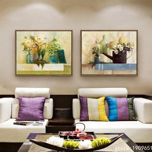 Cotton no frame green plant flowers still life canvas printings oil painting printed on cotton wall art decoration pictures