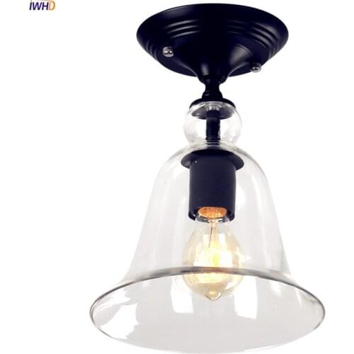 IWHD Retro Vintage Ceiling Light Fixtures Flafonnier Hallway Bolcany LED Edison Ceiling Lights Home Lighting Glass Shade