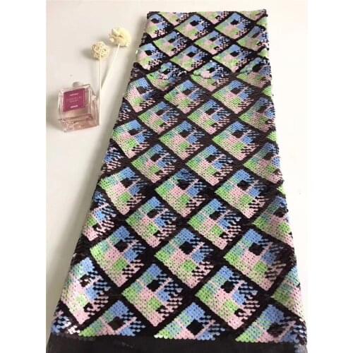 Pretty sequins African embroidered Tulle Lace Fabric with shinny sequins YG-631 for party dress African French Lace Fabric