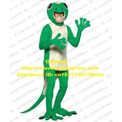 Lovely Green Wall Gecko Mascot Costume House Lizard Cabrite Gekkonidae Lacertid With White Belly Large Feet No.1691 Free Ship