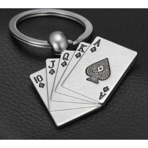 Fashion Poker Keychain For Men Male Metal Key Chain Key Ring Car Keychain Funny Gift