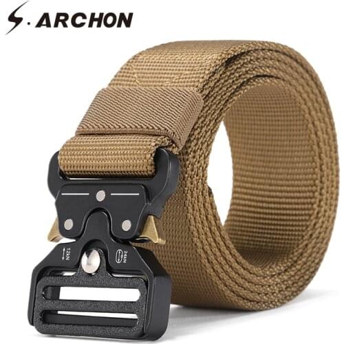 S.ARCHON Tactical Belt Military Nylon Belt Mens Multifunctional Training Belt High Quality SWAT Combat Strap ceintures width 3.8