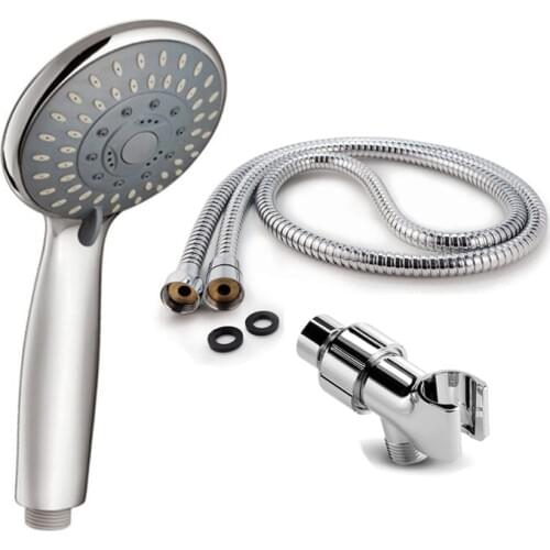 5 Setting Modes Hand Shower Set Hand Held Shower Head Bathroom Accessories ABS Chrome With Bracket 1.5M Stainless Steel Hose