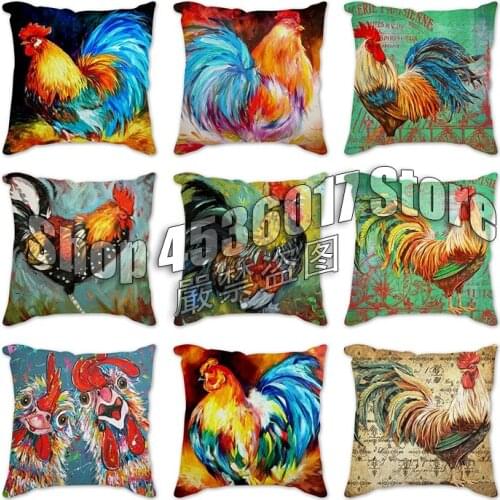 Pillowcover 1PC Animal rooster Decor Chickens Print Pillow Case Bedroom Sofa Waist Cushions Cover Car Decoration Cushion Cover