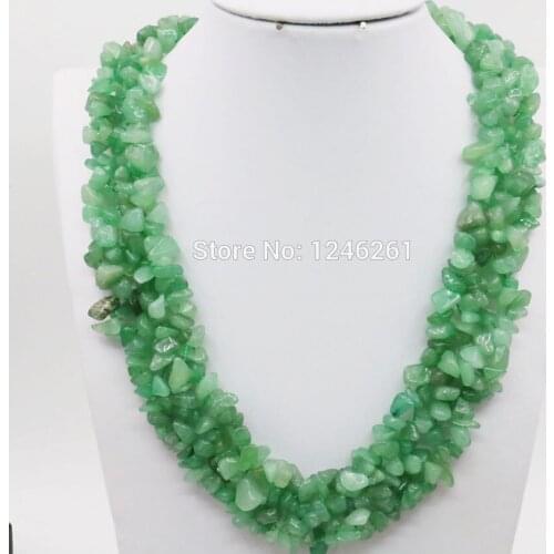 Irregular Green Aventurine Crystal 3Rows Necklace Chain Women Jewelry Making Party Wedding Gifts 18inch Stone Mothers Day gifts