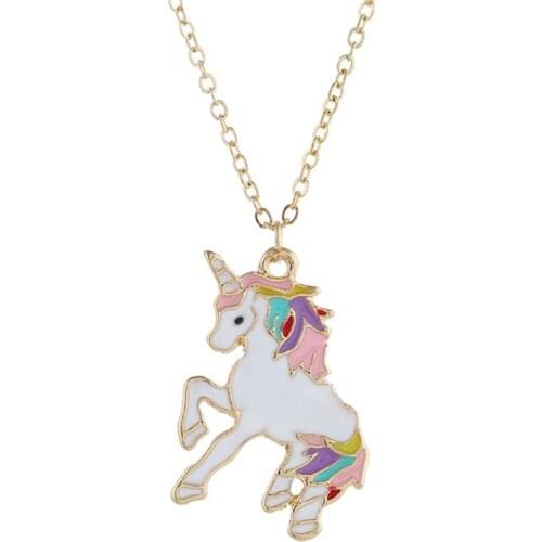 New Arrival Vintage Colorful Metal Aninmal Unicorn Pendant Necklace Autumn Winter Sweater Necklace For Women Boho Jewelry