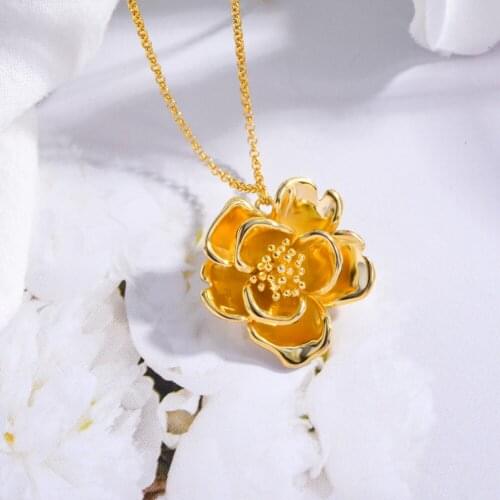 TGNEL S925 Sterling Silver Necklace Pendants Gold Color Flower Sweater Chain Fine Jewelry Beauty Choker for Women Wedding