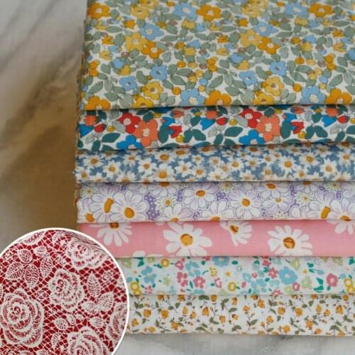 Small Floral Cotton Fabric Poplin By The Per Meter for Dress Skirt Clothing Pants Sewing Summer Thin Flower Printed Textile Diy