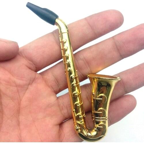 New Quality New Fashion 1pcs Small Saxophone Portable Smoke Smoking Pipes Metal Tobacco Pipe Grinder Pipe Hookah Grinder