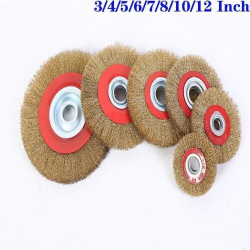 1Pcs 3"4"5"6"7"8"10"12 inch Wire Brush Wheel Quality Round Brass Plated Steel Wire Brush Wheel For Bench Grinder Tool Parts