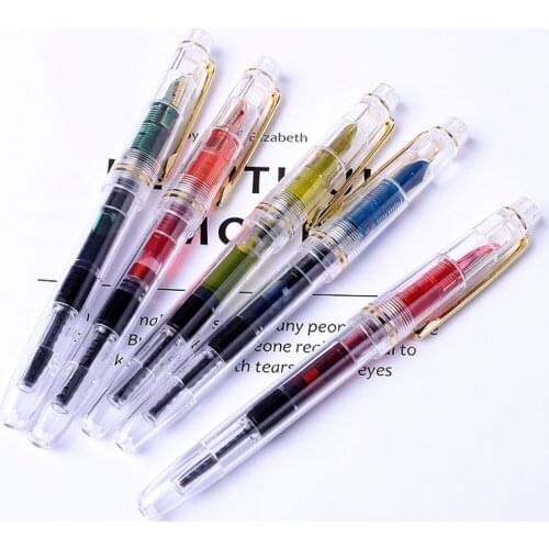 Hero 1202 Fully Transparent Fountain Pen With Golde Clip Extra Fine Nib 0.38mm Super Smooth Writing Ink Pen For Office & School