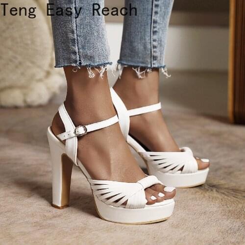 Summer New Women sandals fashion Europe and America Super high heel Fish mouth Women sandals sexy Rome Sandals Pink white black