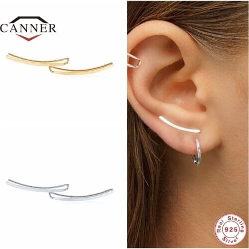 CANNER Simple 925 Sterling Silver Stud Earrings for Women Piercing Ear Clips Cartilage Earring Jewelry Jewelry Gift Pendients