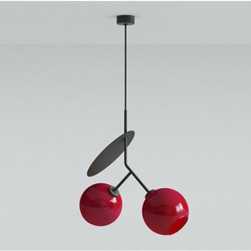 Nordic Red White Cherry Chandelier Creative Restaurant Living Room Art Bedside Decor Lighting Fixture LED Suspension Lamp PA0544