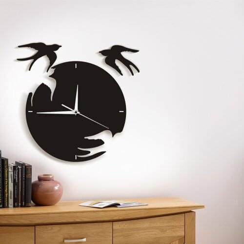 Swallows Wall Clock Modern Design Birds Flew Away Wall Watch Birds Home Decor Time Clock Timepiece Swallows Gift