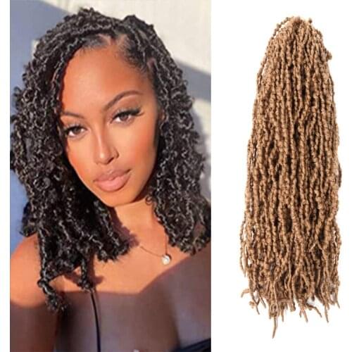 Faux Locs Crochet Hair Synthetic Braiding Hair Extensions 22 inches Black Brown Soft Dreadlocks Braid For Women