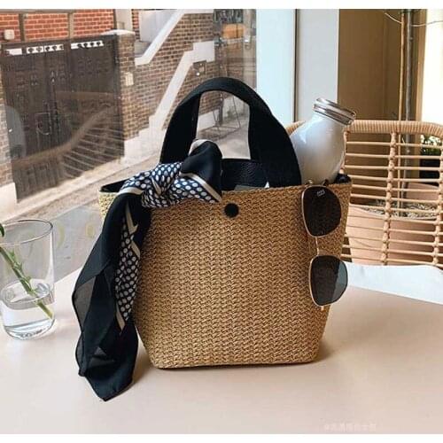 Capacity Straw Bags Women Handmade Woven Basket Bolsa Tote Summer Bohemian Beach Bags Luxury Brand canvas Lady Handbags