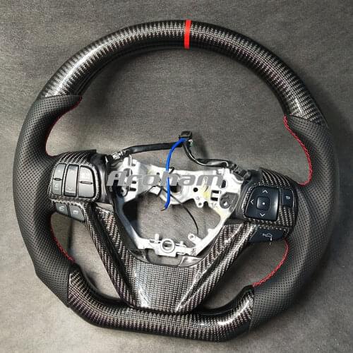 Customized Leather Carbon Fiber Racing Steering Wheel For Toyota Higlander 2017 2018 2019 2020 2021