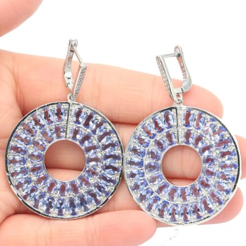 45x20mm Big European Design Snake Shape Created Blue Turquoise White CZ For Woman Dating Silver Earrings