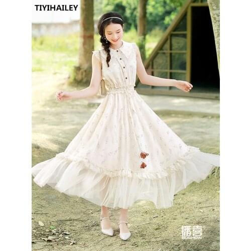 TIYIHAILEY Free Shipping Women Chiffon Gauze Long Maxi Sleeveless Dress Spring Summer Boshow Bohemian Flowers Print Dress S-L