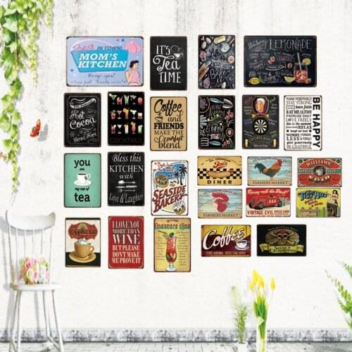 Moms Kitchen Coffee Tin Signs Shabby Chic Metal Plates For Wall Bar Farm Home Man Cave Decoration 30X20CM DU-2795A