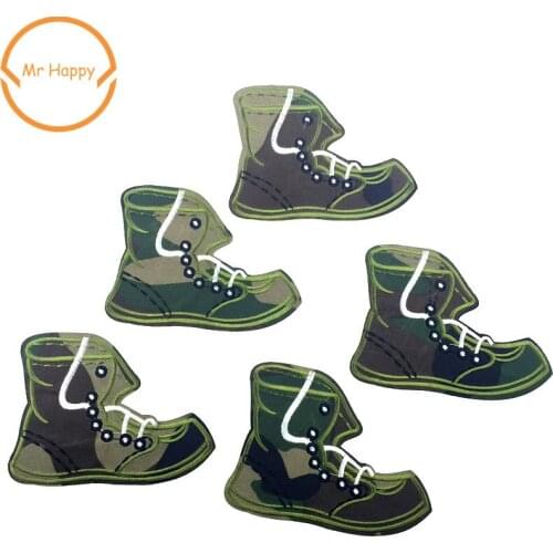 1pcs cool ArmyGreen boots Patch Iron On Patches Repair For Clothes Denim Stickers Clothing Accessories