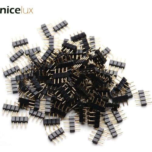 100pcs/lot 4 Pin RGB Needle Connector Adapter Male Type Double 4 Pin DIY Small Part for 3528 5050 LED RGB Strip Lights Insert