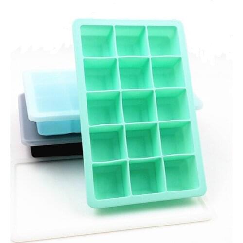 15 Girds DIY Creative Big Ice Cube Mold Square Shape Silicone Whisky Ice Tray Fruit Ice Cube Maker Bar Kitchen Accessories