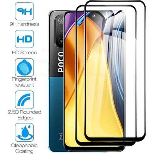 2pcs full cover protective glass for xiaomi poco m3 pro 5g tempered glass for poco m3 m 3 pocom3 pro m3pro glas screen protector
