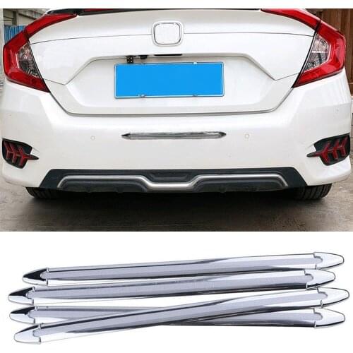 4PCS Silver Chrome Universal Car Bumper Corner Side Edge Guard Protector Protective Rubber Trim Cover Strip