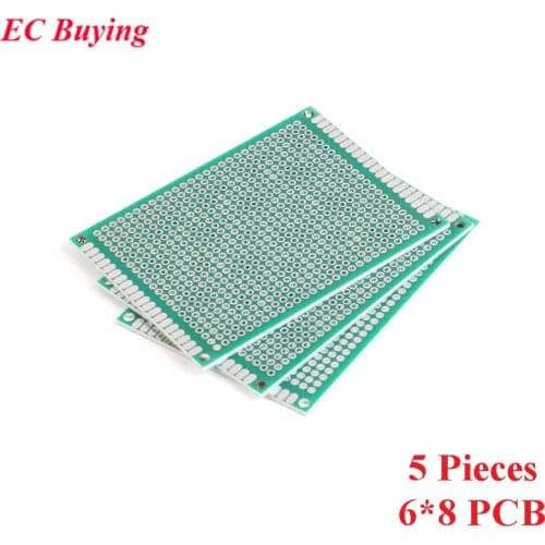 5pcs 6x8cm Double Side Prototype PCB Universal Printed Circuit Board DIY For Arduino 2.54mm Glass Fiber 6*8cm 60x80mm 60*80mm