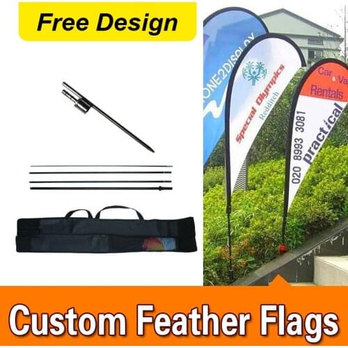 Free Design Free Shipping Double Sided Inground Spike Teardrop Flags Banners Signs Advertising Feather Flags Pole Vertical Flag