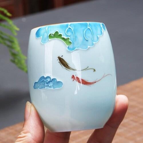 Handpainted Raised Curve Master Cup Large Ceramic Handmade Single Water Cup Tea Cup 180ml